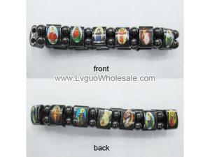 Magnetic Hematite Religious Sealed Icon Bracelet 7.8inch